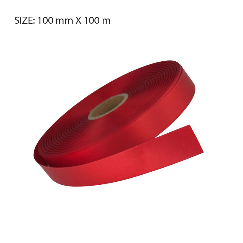 RED ELAN SINGLE FACE SATIN RIBBON – 100MM X 100M | CUSTOM PRINTED ...